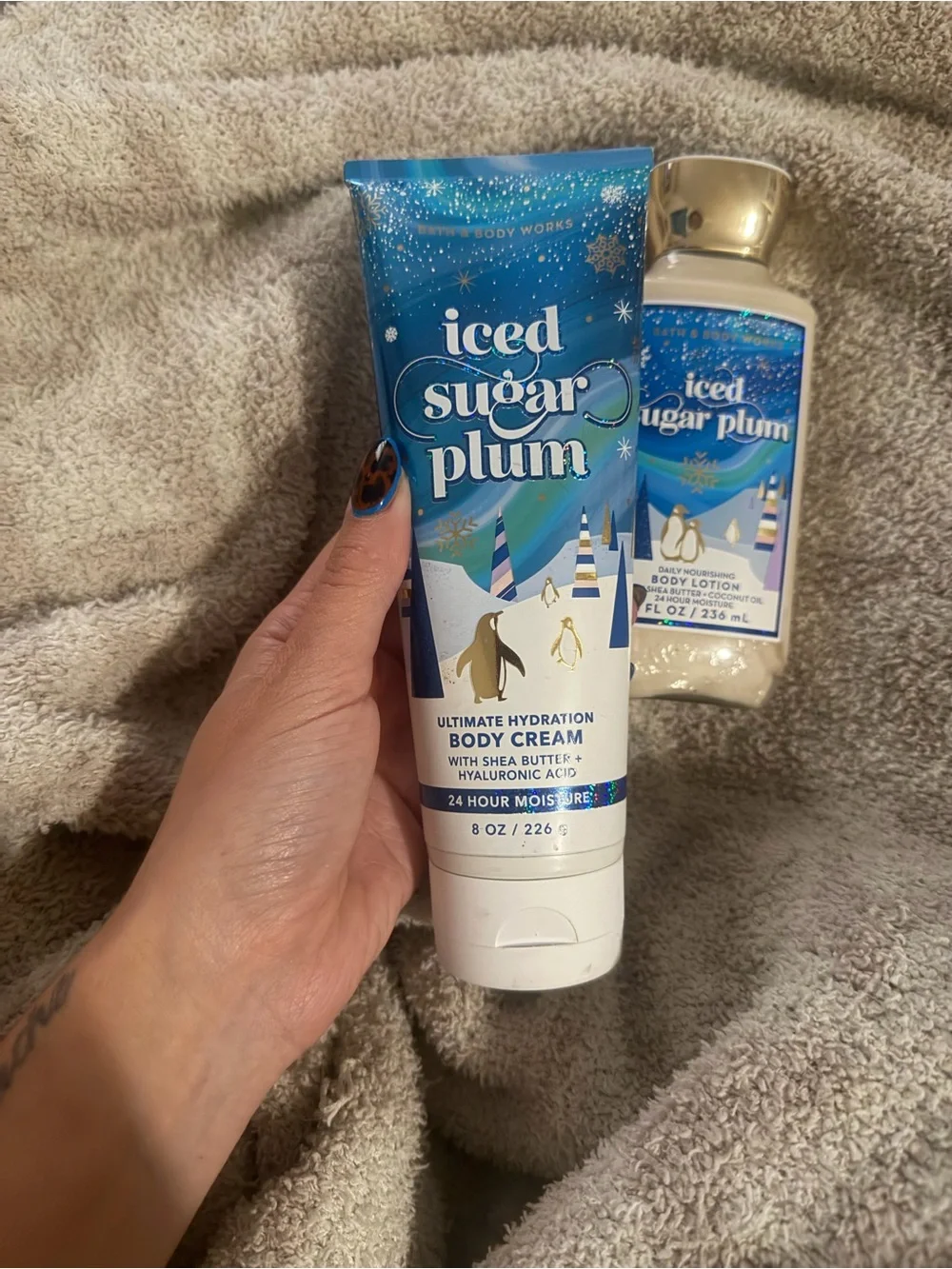 Bath & Body Works Limited Edition Iced Sugar Plum Body Cream & Lotion - Blue